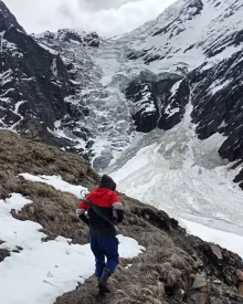Rajrambha - It is the name of a Himalayan mountain peak, situated in the Pithoragarh district of Uttarakhand state of India. It means 'celestial nymph' (Apsara) in Hindi. This peak is situated south of the Kalabaland Glacier in eastern Kumaun in the Ralam valley. The summit of the peak is 6,537 m. The nearby peaks which form the north-south massif are Suitilla 6,373 m, Chaudhara 6,510 m, and Ngalaphu 6,410 m.