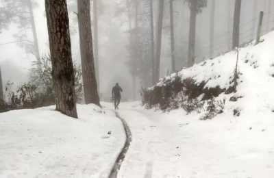 Ranichauri during snowfall
