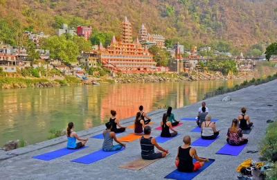Yoga in Rishikesh near River Ganga