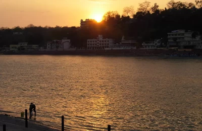 A beautiful view of sunset in Rishikesh.