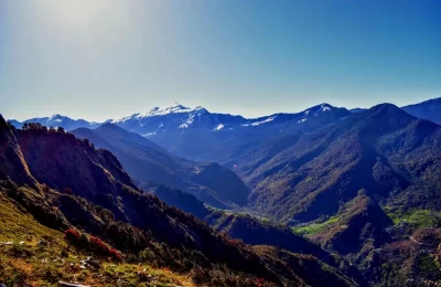 Chopta Tungnath Chandrashila view on the way to Rohini Bugyal from Deoriatal