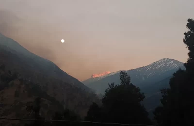 Sunset view over Swargarohini peaks as seen from Sankri village