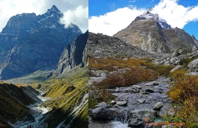 Two distinct views during the trek