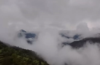 A foggy view of Satpuli, Pauri garhwal.
