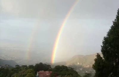 2 parallel rainbows as seen from Terrace over Doon Valley