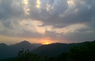 Sun set view view as seen from Jadipani, Tehri