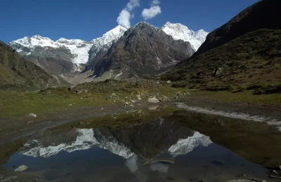 Mt.Thalaysagor reflections on lake at Chauki Tehri garhwal