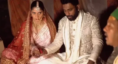 Arti Singh and Dipak Chauhan remarry and renew their vows on their first wedding anniversary at Triyuginarayan Temple