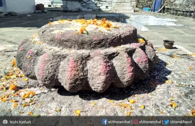 In the premises of Triyugi temple.