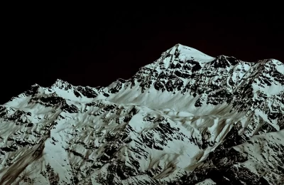 A pic of the Himalayas range as seen from Ukhimat, Uttarkashi