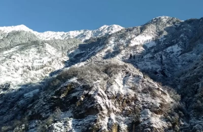 Views from Urgam village during snowfall