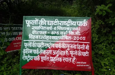 Board by forest department at Valley of flowers saying that you can't compare this natural heritage with any artificial park. Unesco declared its a world heritage in the year of 2005
