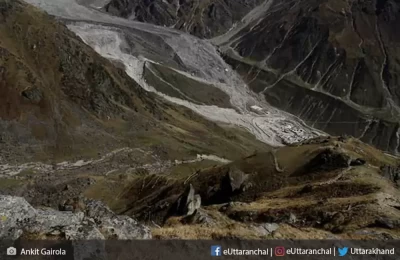 View of Kedarnath valley from the trek route of Vasuki tal and Painya Tal.