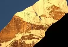 The Neelkanth Peak at sunrise captured in the valley of Badrinath .