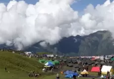 Tents for pilgrims in Bedni Bugyal during Nanda Devi Raj Jat 2014.