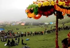 view over bedni bugyal and bedni kund at the time of nanda raj gat yarta 2014..chamoli ,uttarakhand