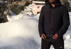 Tourist after snowfall in Chirbatiya