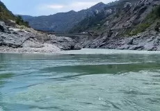 Confluence of Bhagirathi and Alaknanda river.. and formation of Holy River Ganga at Devprayag Uttarakhand.