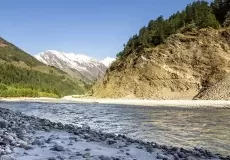 Bhagirathi river flowing through the beautiful Harsil valley.