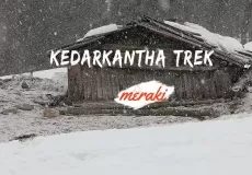 Snowfall on Kedarkantha Trek. This trek is situated in western Garhwal region of Uttarakhand in India.