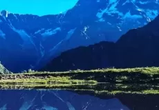 Reflection view of Chaukhamba in Budha Madhyamaheshwar