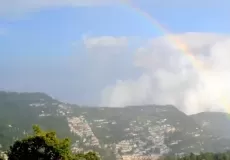 Two rainbows over Nainital Town.
