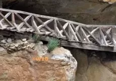 Closer view of the wooden bridge