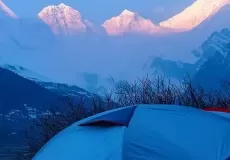 Panchachuli Peaks as seen from Dantu village, Darma valley