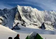 Camping with Chaukhamba Peaks at the Background