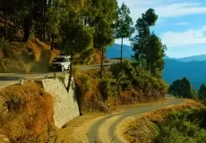 Mountain road leading to Pauri garhwal.