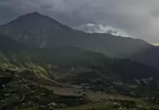 Rain clouds gathering in the evening during sunset