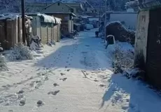 Pratap Nagar main road (market) covered with snow