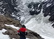 Rajrambha - It is the name of a Himalayan mountain peak, situated in the Pithoragarh district of Uttarakhand state of India. It means 'celestial nymph' (Apsara) in Hindi. This peak is situated south of the Kalabaland Glacier in eastern Kumaun in the Ralam valley. The summit of the peak is 6,537 m. The nearby peaks which form the north-south massif are Suitilla 6,373 m, Chaudhara 6,510 m, and Ngalaphu 6,410 m.