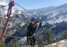 Tourists enjoying Zipline in Sankri.