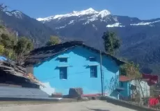 View of Chopta Valley with Chandrashila Peak and Tungnath from Sari Village